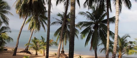 On the beach, white sand