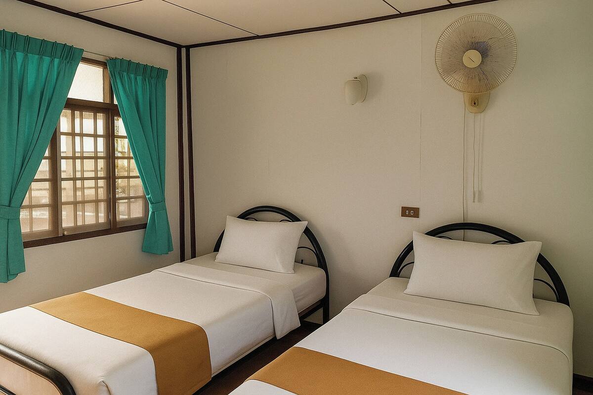 经典平房, 2 张单人床 | 办公桌、遮光窗帘、免费 WiFi、床单