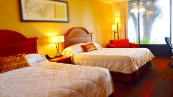 Premium bedding, pillow-top beds, desk, blackout curtains