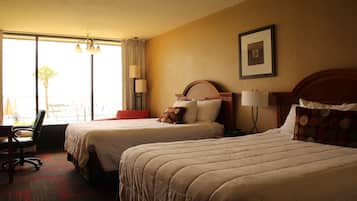 Premium bedding, pillowtop beds, desk, blackout drapes