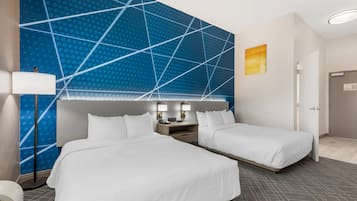 Individually decorated, individually furnished, desk, iron/ironing board