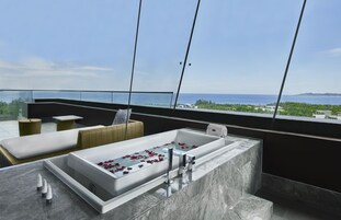 Suite, 2 Bedrooms | Bathroom | Separate tub and shower, deep soaking tub, rainfall showerhead