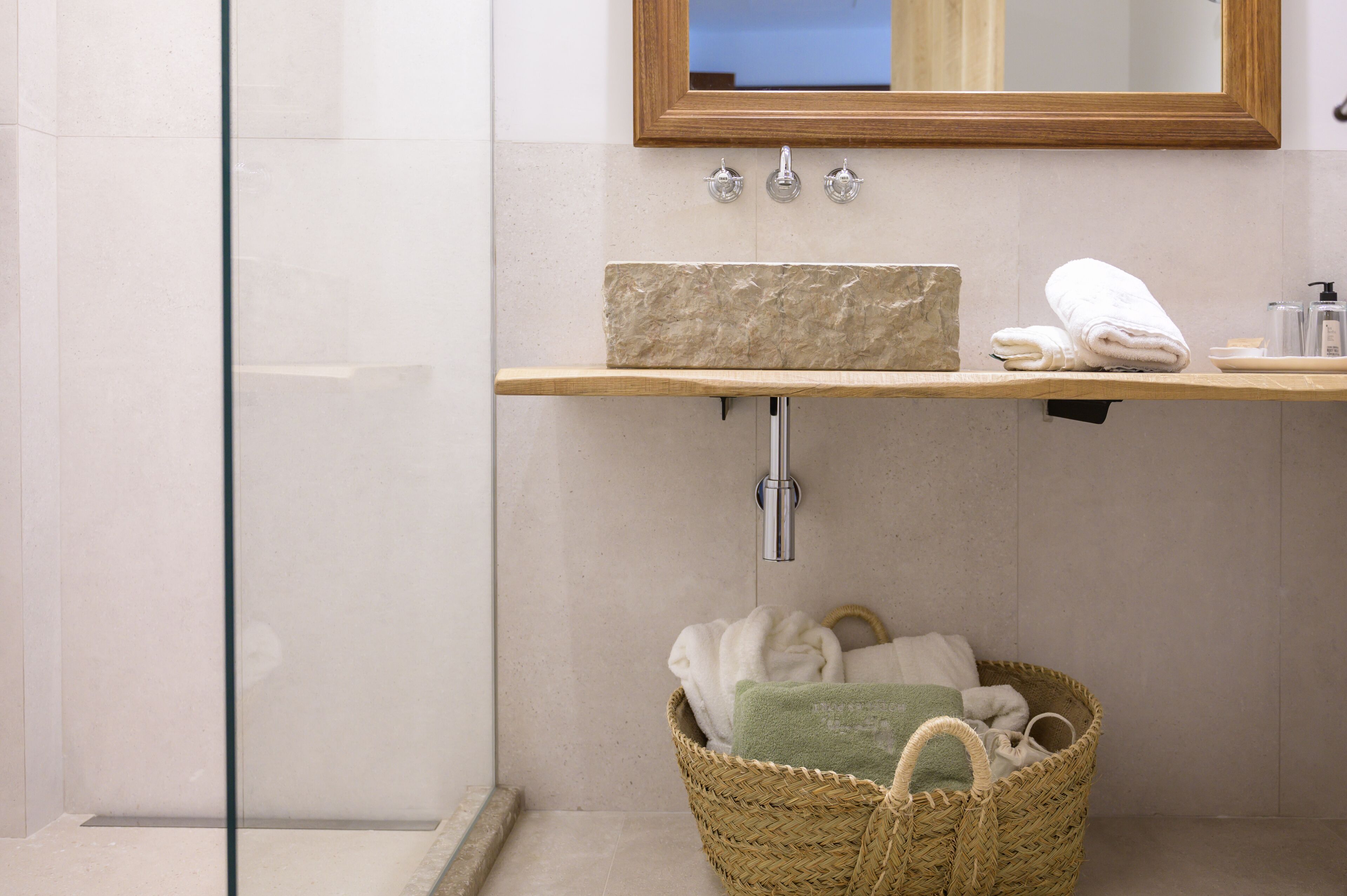 eco-friendly toiletries, hair dryer, bathrobes, towels
