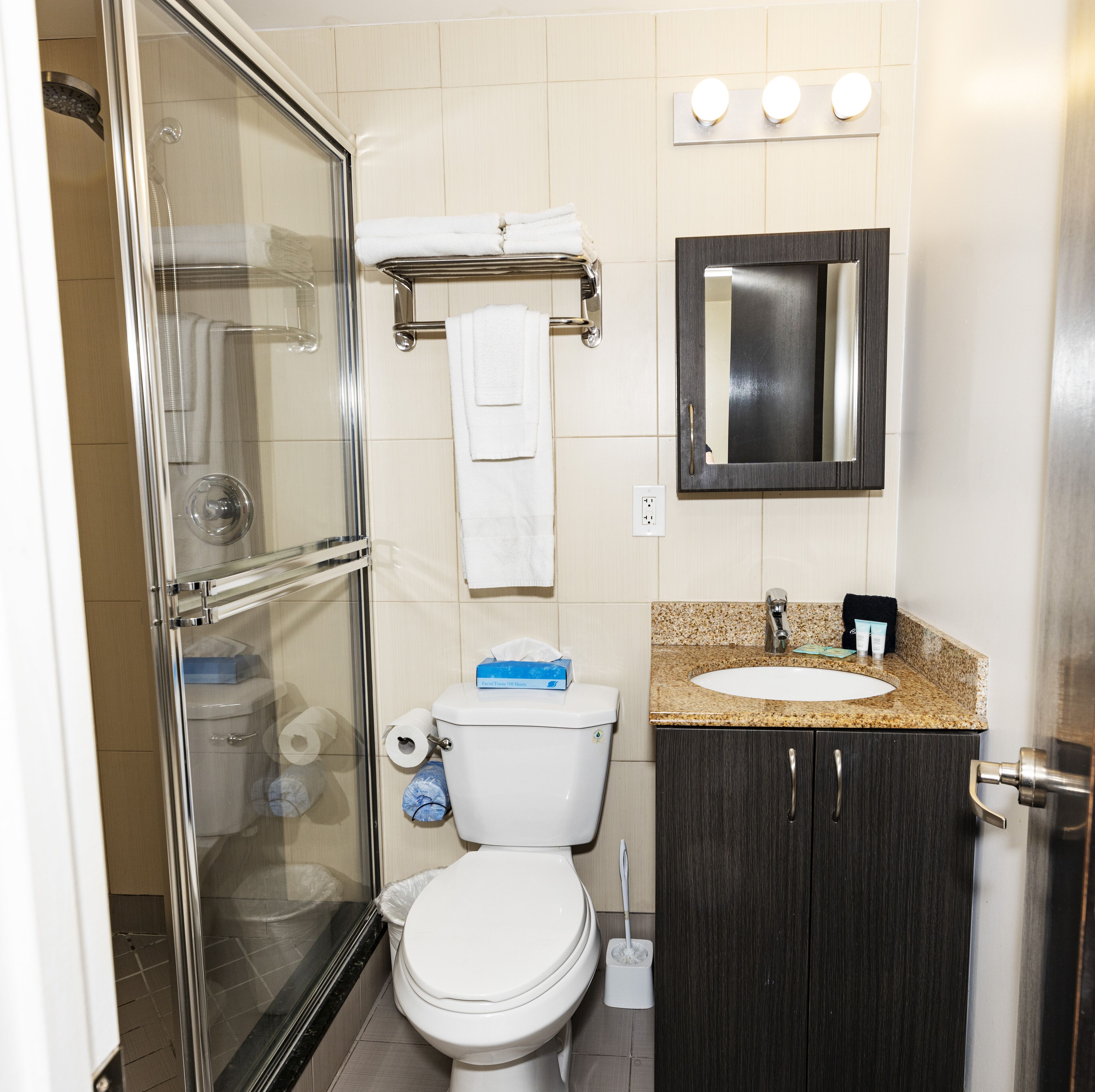 king studio: 1 king bed  | bathroom | shower, towels