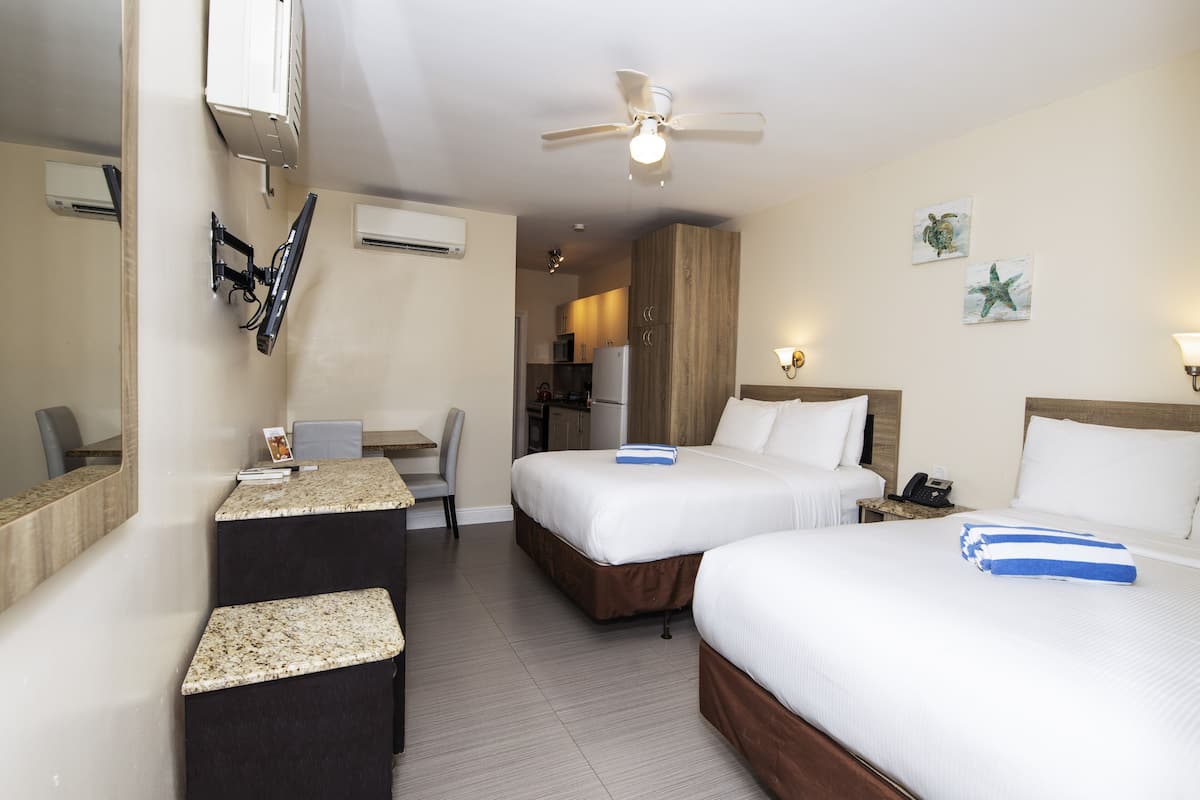 Double Studio: 2 Double Beds | Iron/ironing board, WiFi (free), individually furnished, bed sheets