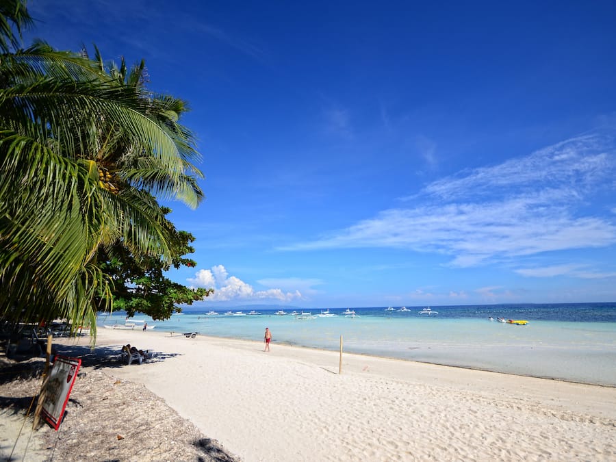 On the beach, white sand