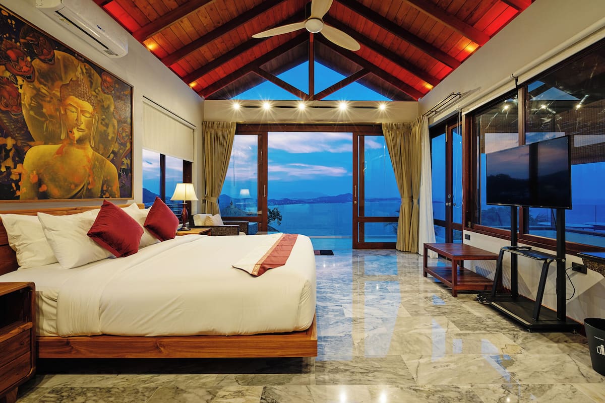 Two-Bedroom Ocean View Grand Pool Villa | Premium bedding, minibar, in-room safe, desk