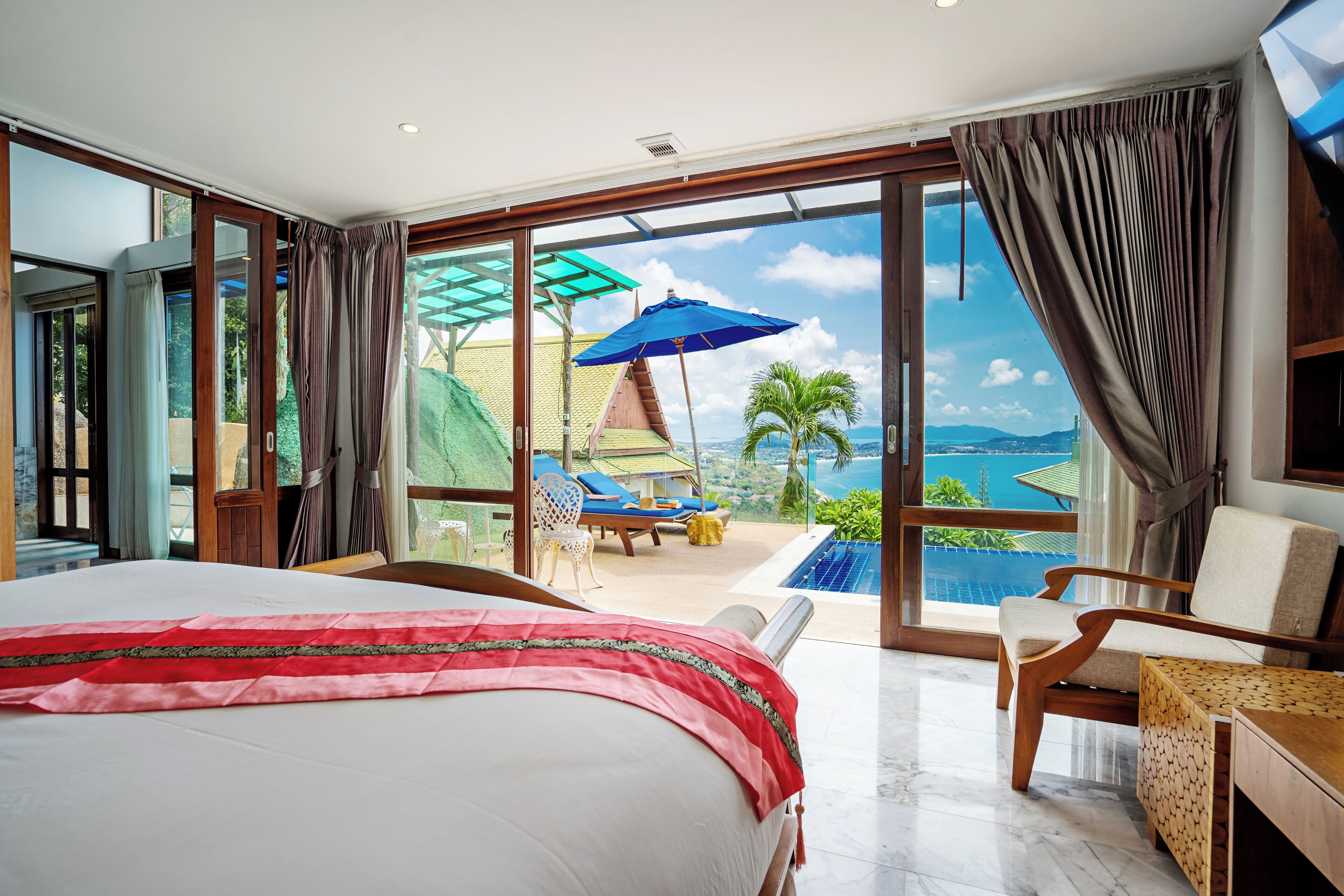 2 Bedrooms Ocean View Pool Villa | 고급 침구, 미니바, 객실 내 금고, 책상