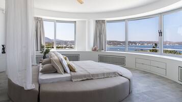 Villa Noura with Private Pool, Sea View | Premium bedding, down duvets, pillow-top beds, minibar