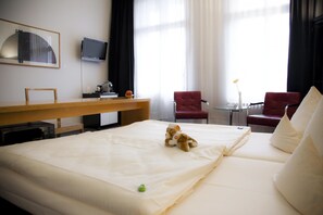 Hypo-allergenic bedding, minibar, in-room safe, individually decorated