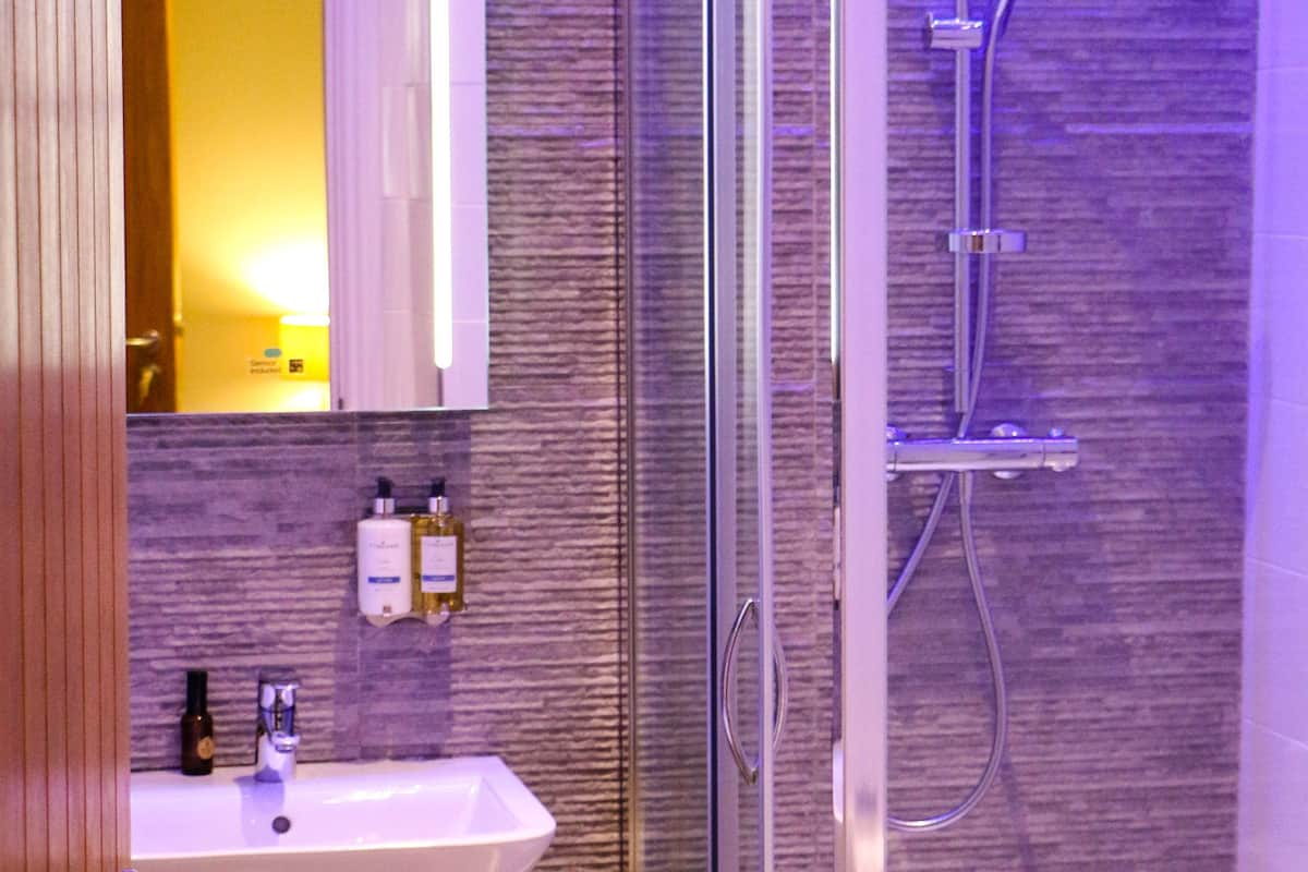 free toiletries, hair dryer, towels