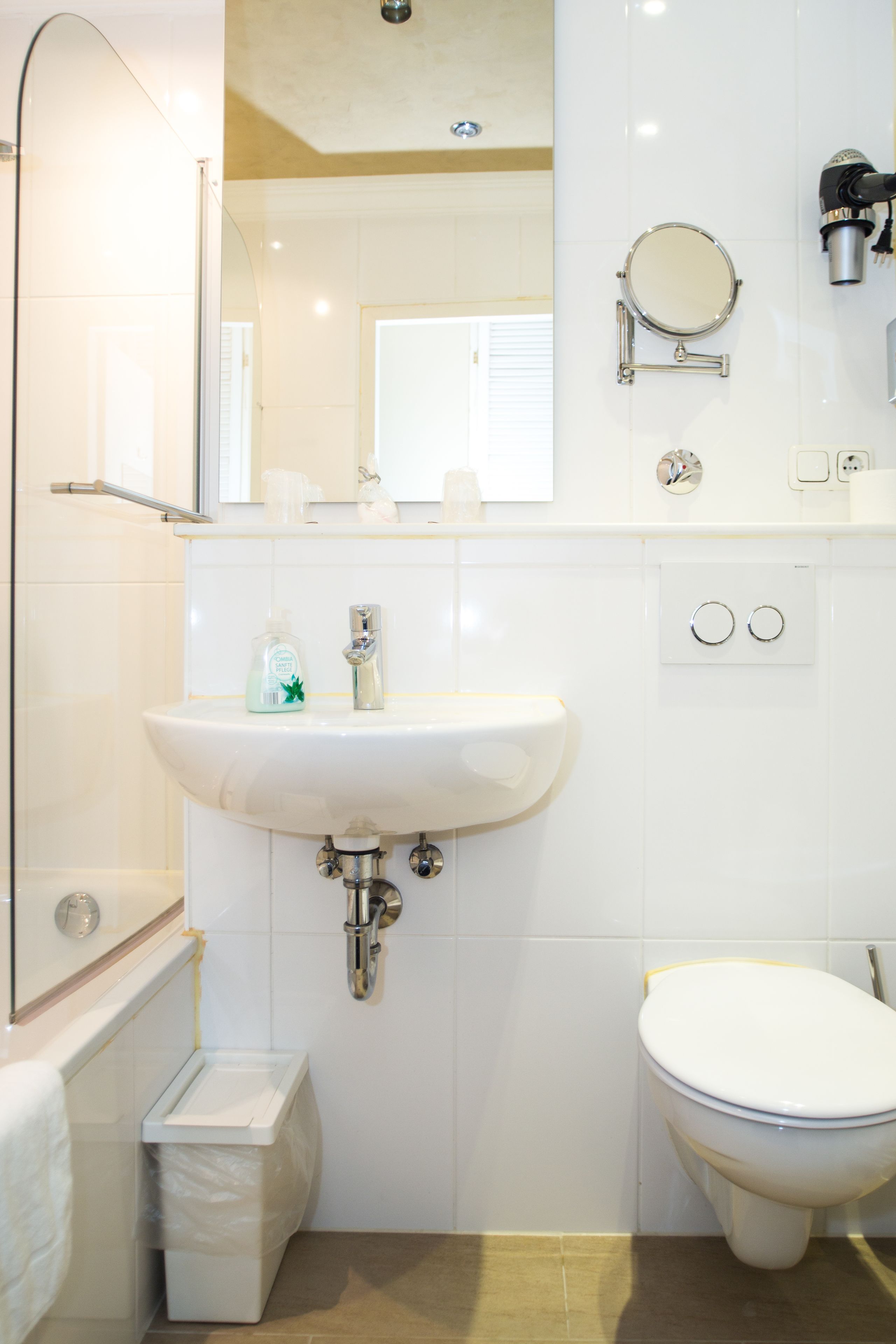 free toiletries, hair dryer, towels