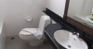 Separate tub and shower, towels