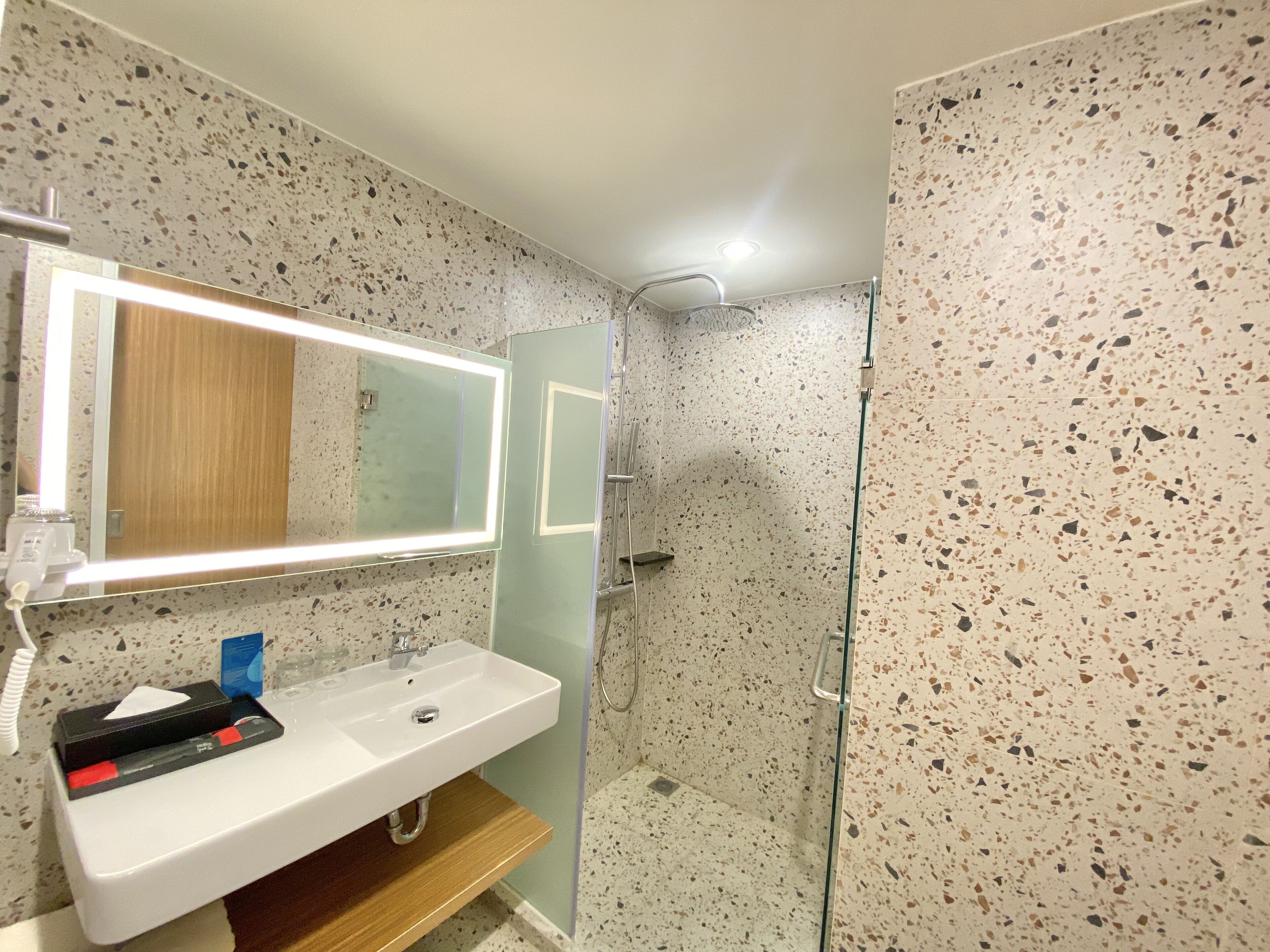 free toiletries, hair dryer, bathrobes, slippers