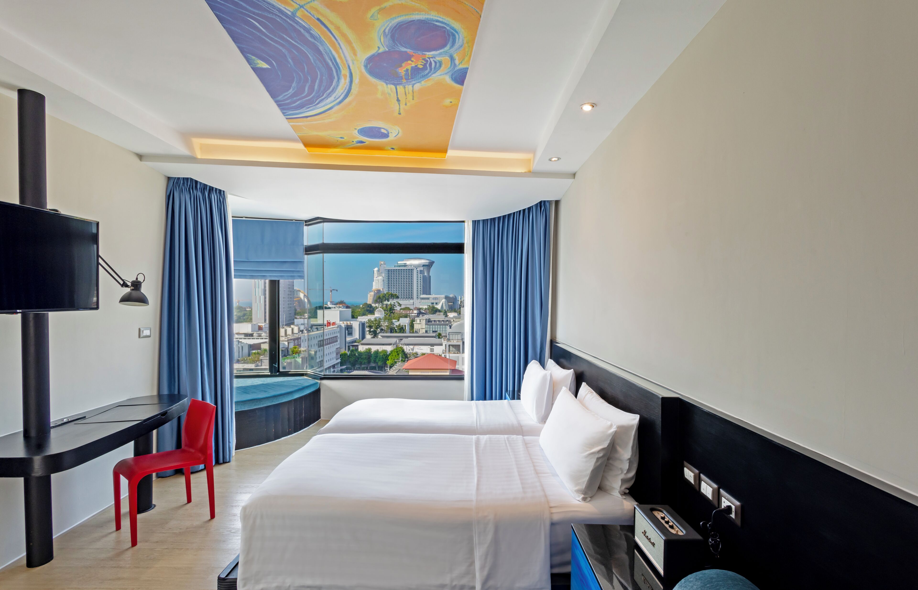 Studio Ocean View 2 Singles | 1 bilik tidur, bar mini, peti besi dalam bilik, meja 