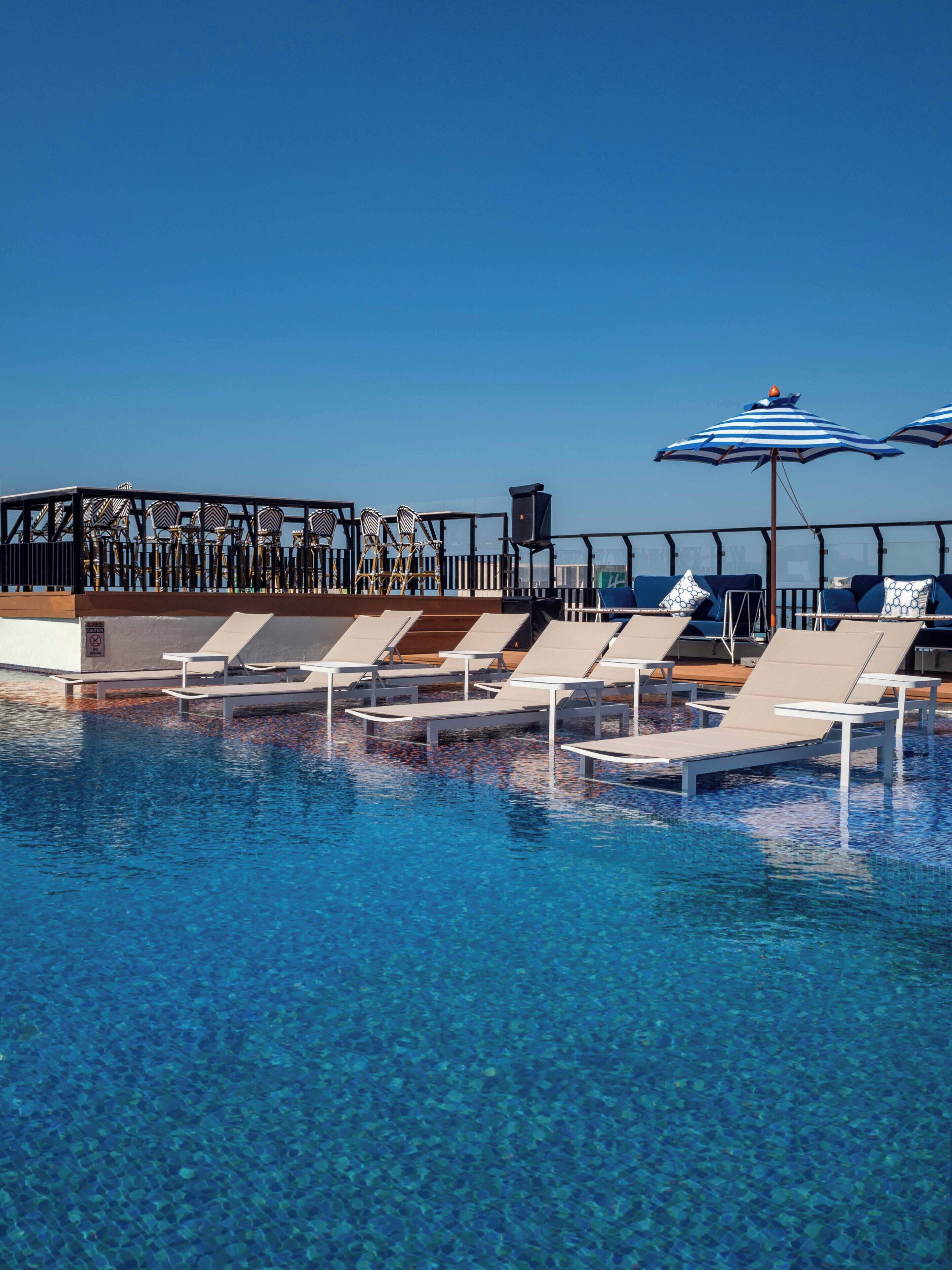 Outdoor pool, sun loungers