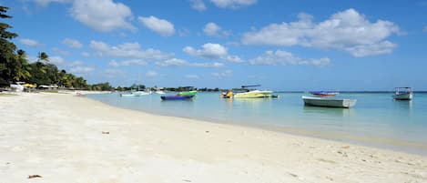 On the beach, white sand