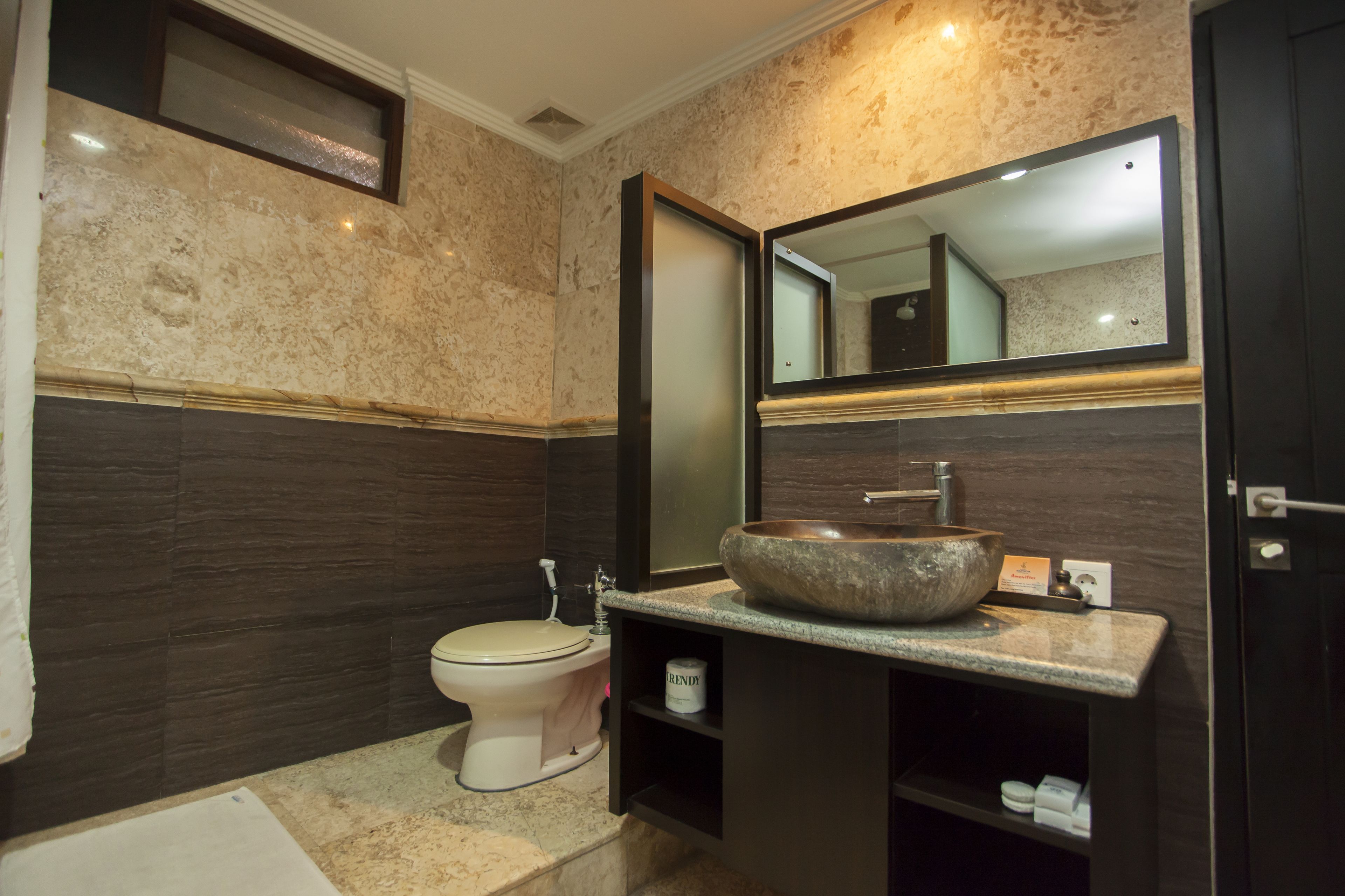 free toiletries, hair dryer, slippers, towels