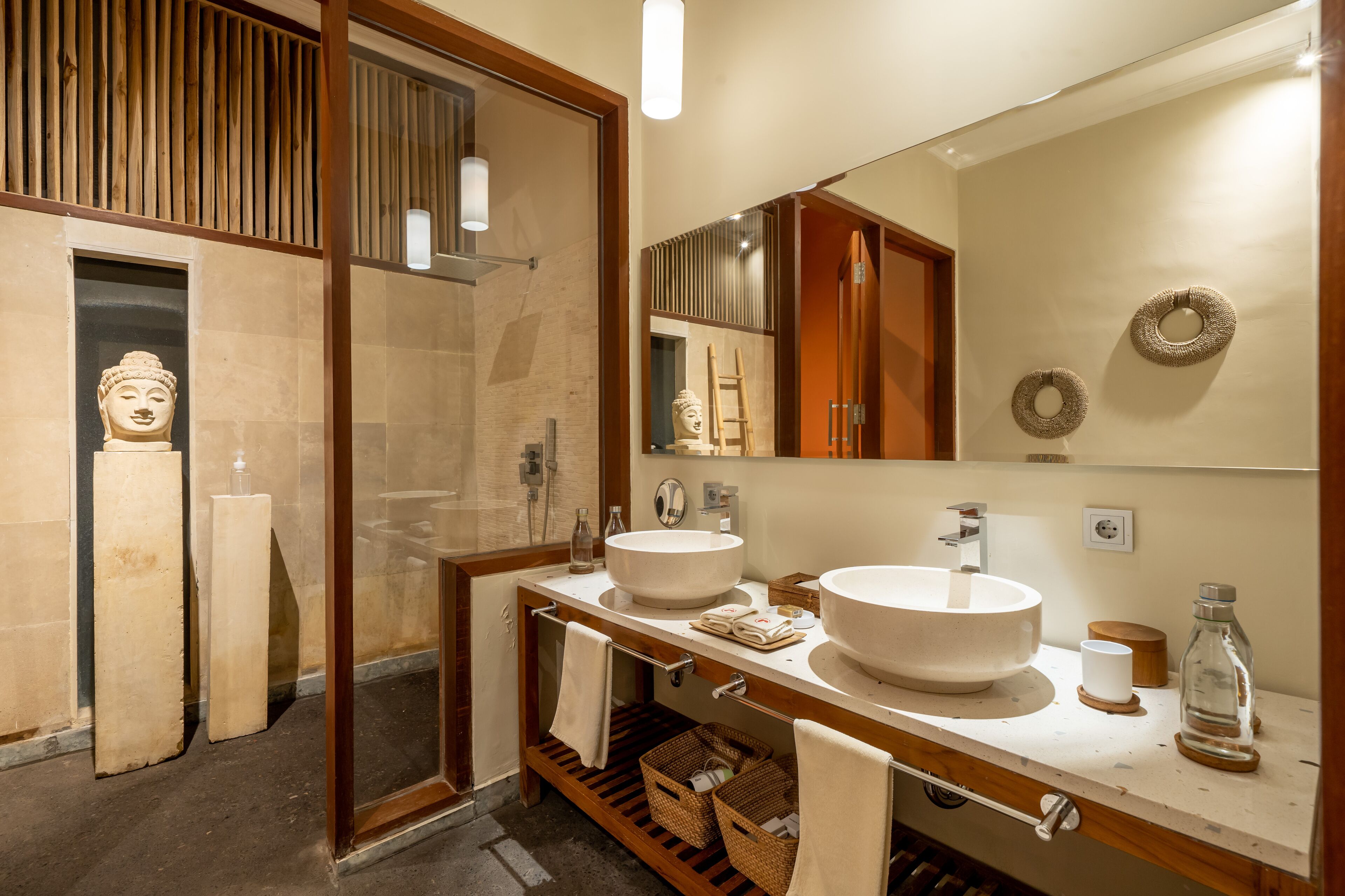 family villa | bathroom | separate bathtub and shower, rainfall showerhead, free toiletries