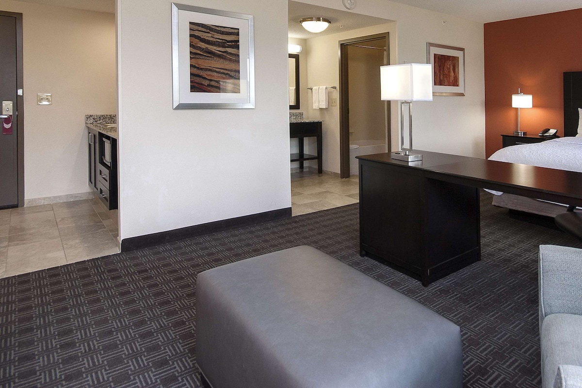 Hypo-allergenic bedding, down comforters, desk, laptop workspace