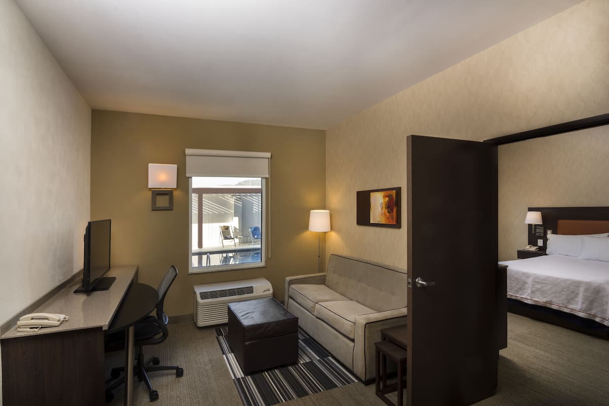 In-room safe, desk, laptop workspace, blackout curtains