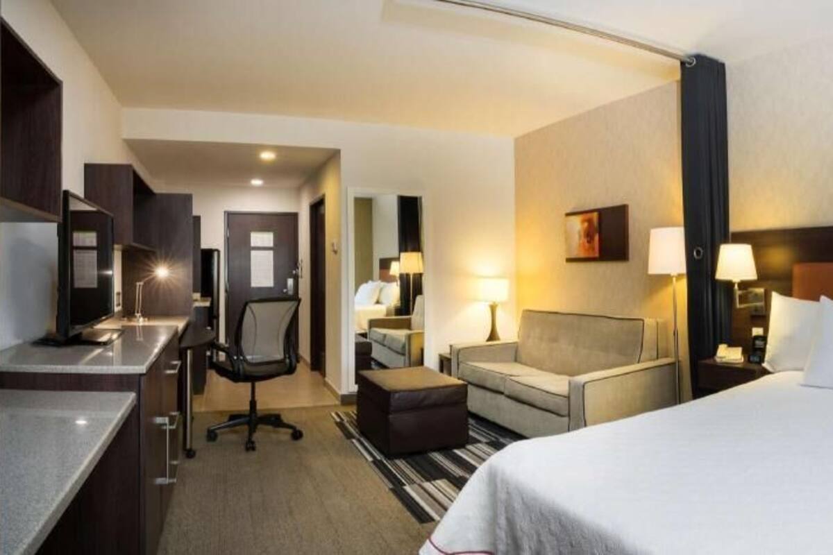 In-room safe, desk, laptop workspace, blackout curtains