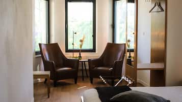 Deluxe Double or Twin Room | Living area | 43-inch Smart TV with cable channels, TV, Netflix