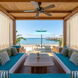 Private beach, white sand, beach cabanas, sun-loungers
