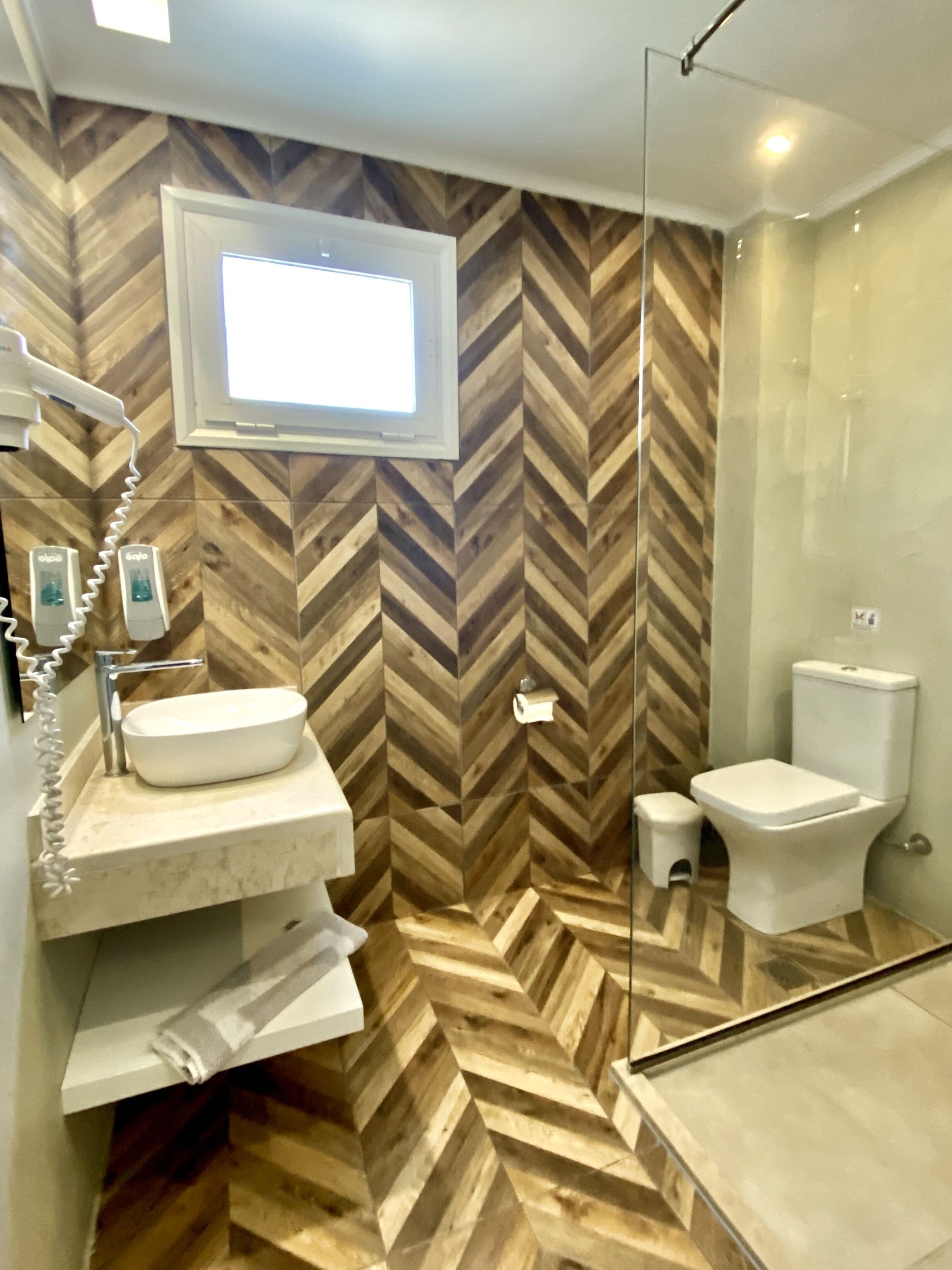 free toiletries, hair dryer, towels