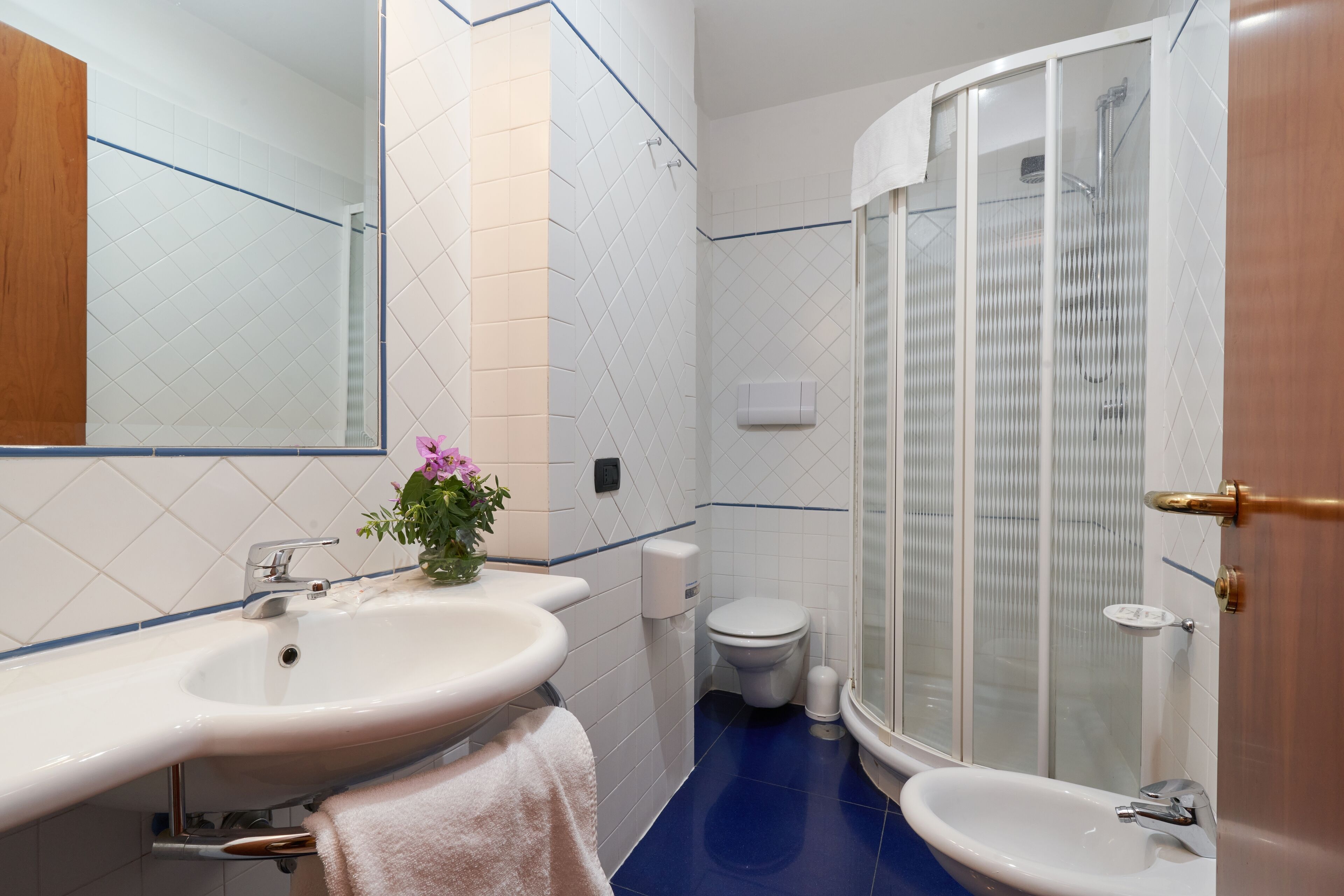 classic double room single use | bathroom | shower, rainfall showerhead, eco-friendly toiletries, hair dryer