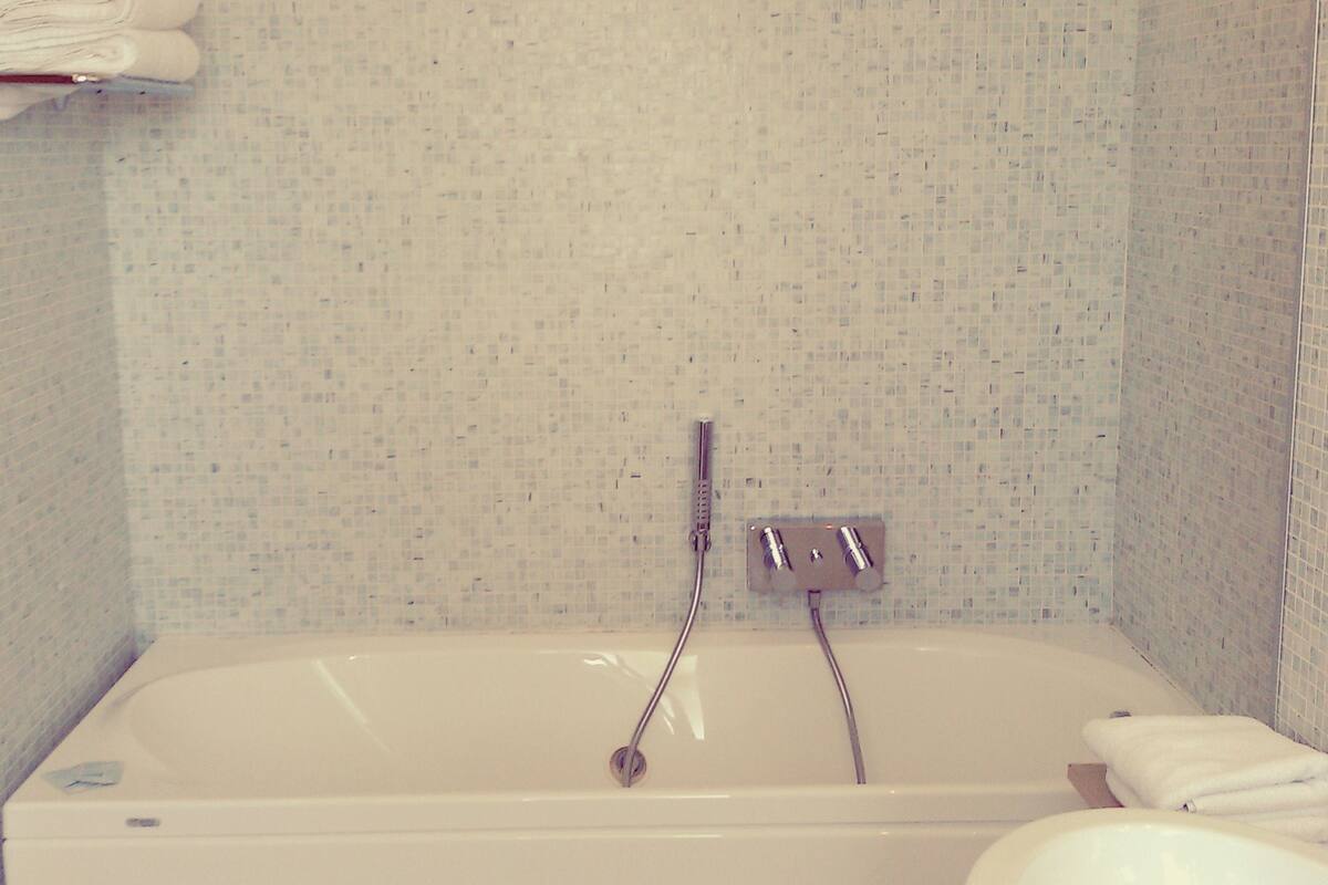 free toiletries, hair dryer, towels