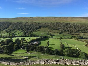 A rural landscape with rolling hills, green fields, and scattered trees. - Sweetbriar Cottage B&B and Camping (Skipton)