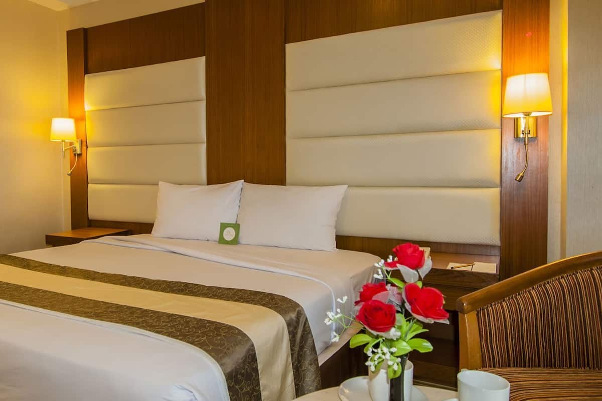 Desk, blackout drapes, iron/ironing board, free WiFi