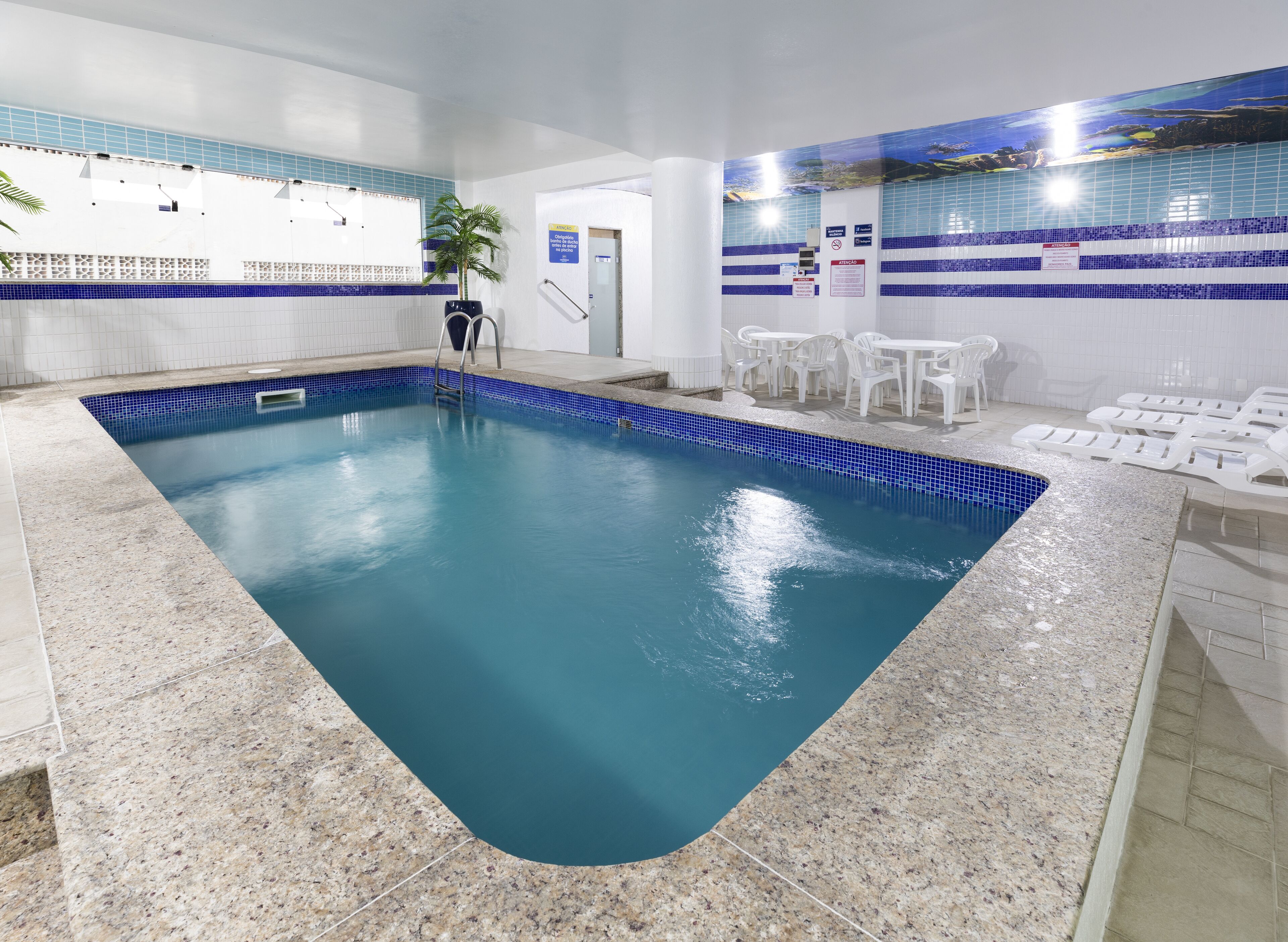 indoor pool, pool loungers