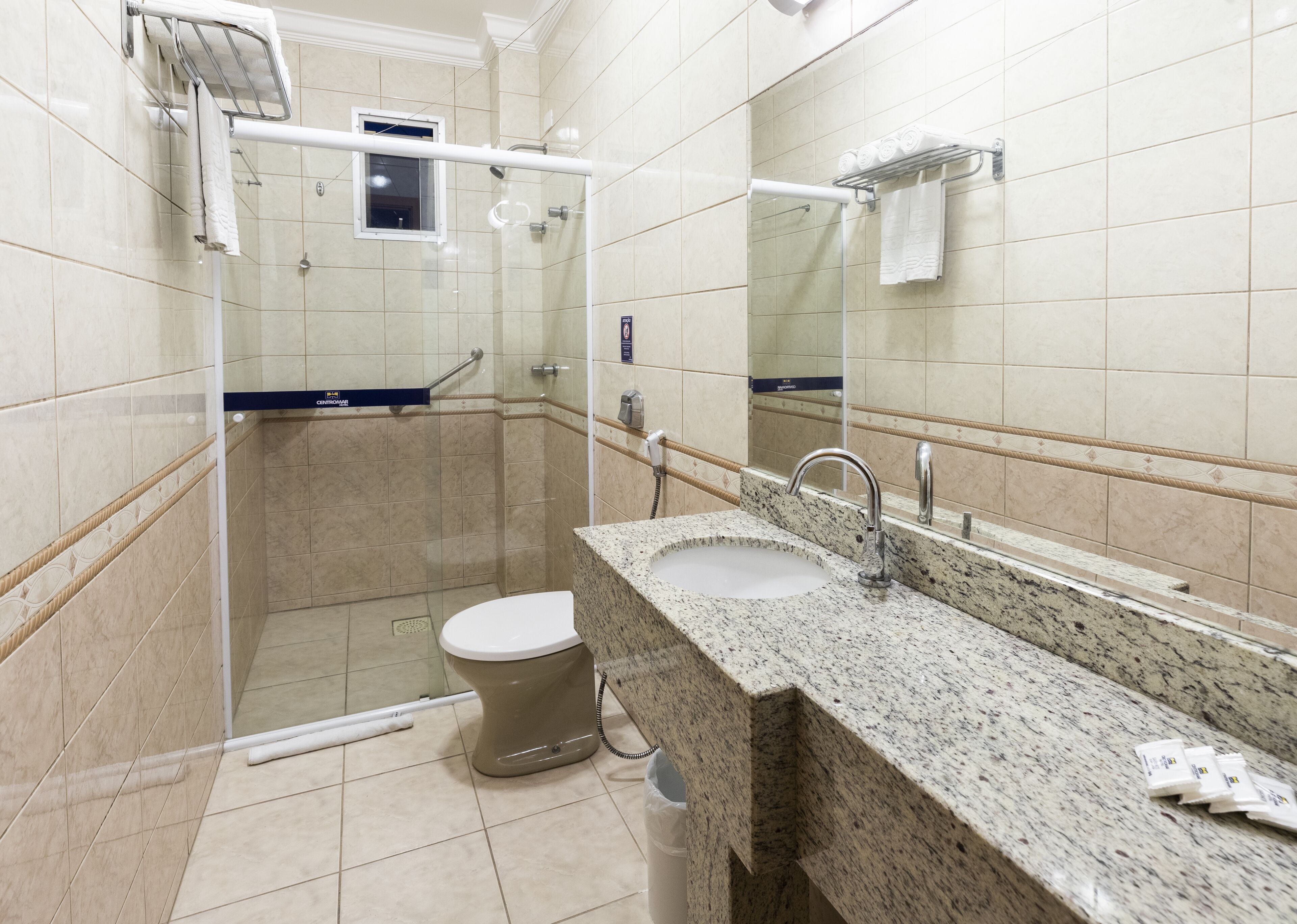 standard double room | bathroom | separate bathtub and shower, jetted bath, hair dryer, towels