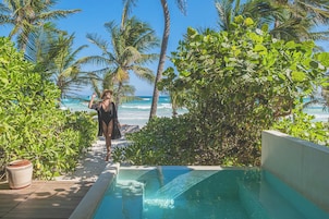 Deluxe Room, 1 King Bed, Private Pool, Beachfront | Minibar, in-room safe, blackout drapes, iron/ironing board