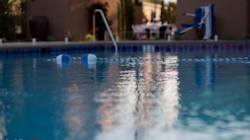 Outdoor pool, sun loungers