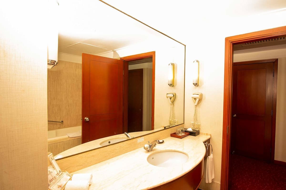 Bathroom | Combined shower/tub, deep soaking tub, free toiletries, hair dryer