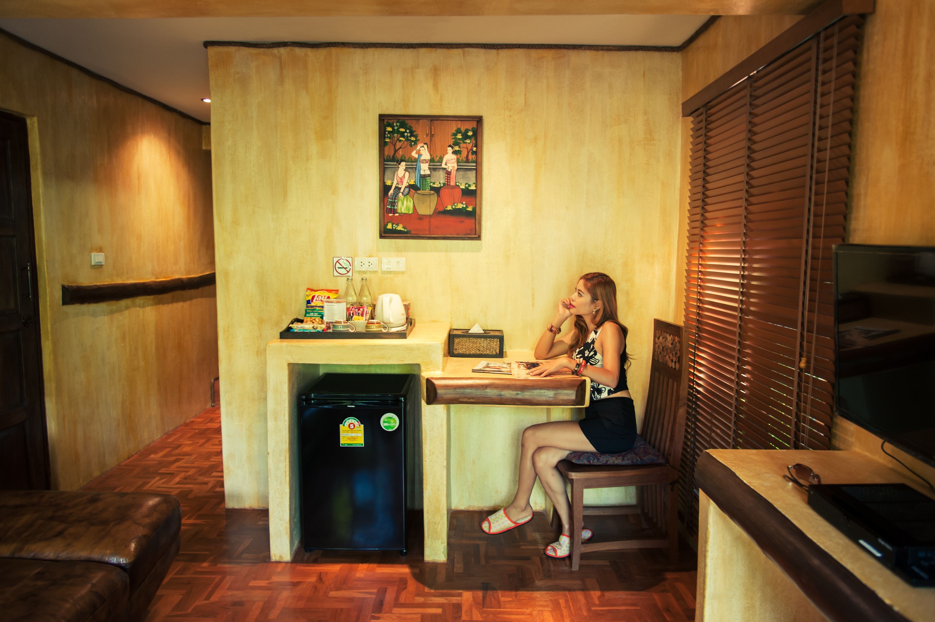 deluxe double or twin room, 1 king bed, garden area | private kitchen | fridge, coffee/tea maker