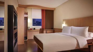 In-room safe, desk, laptop workspace, blackout drapes