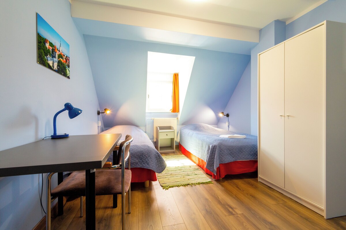 Twin Room With Shared Bathroom | Desk, laptop workspace, free WiFi, bed sheets