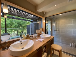 Japanese Twin Room "TAKAMADO" with Open Air Bath, Non Smoking | Minibar, in-room safe, free WiFi, bed sheets