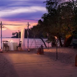 On the beach, sun loungers, beach umbrellas, beach towels