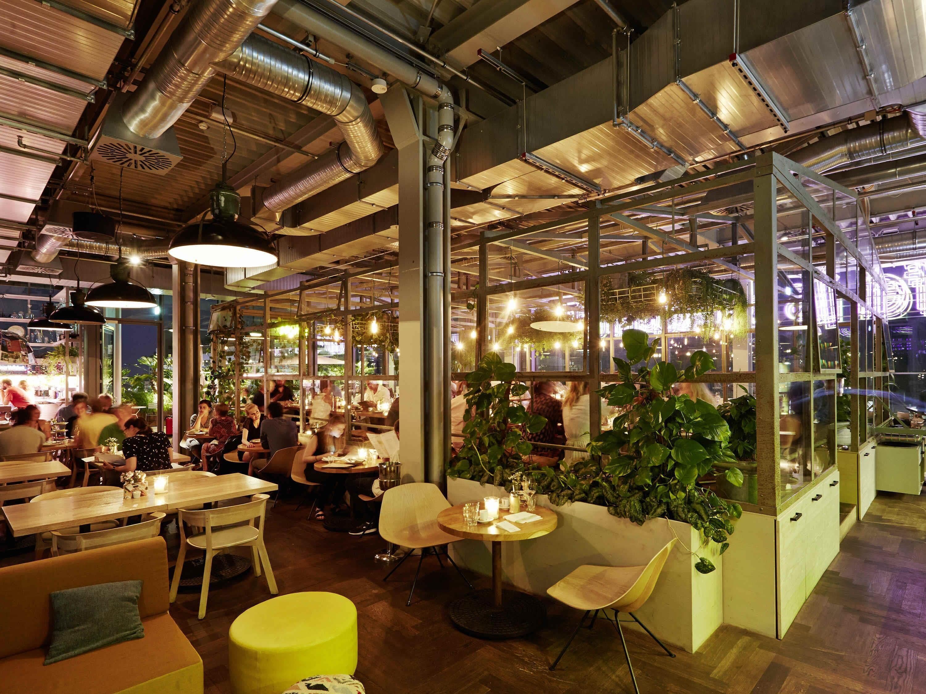 Frühstück, Küche des Mittleren Ostens, Blick auf den Garten 