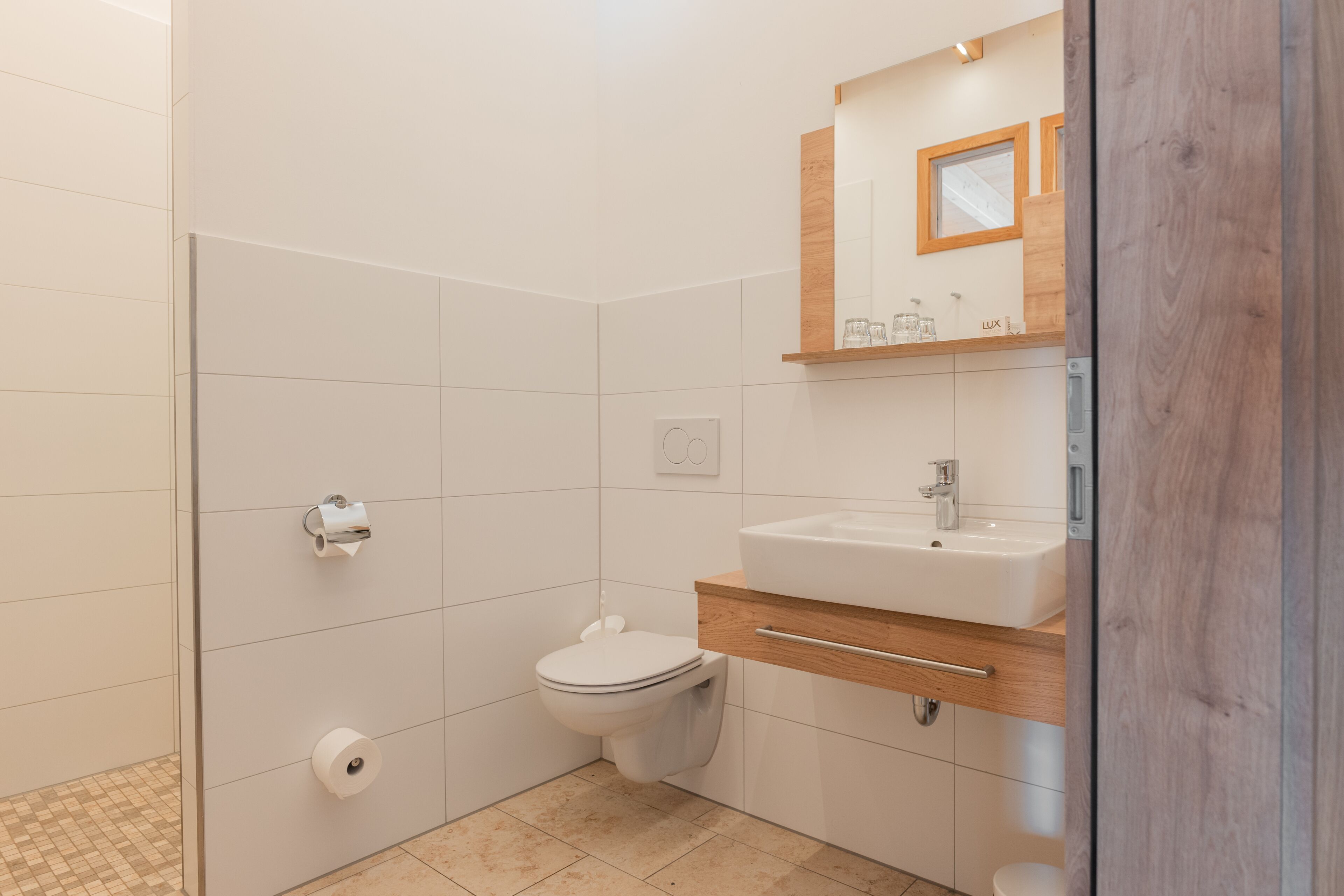 shower, eco-friendly toiletries, hair dryer, towels