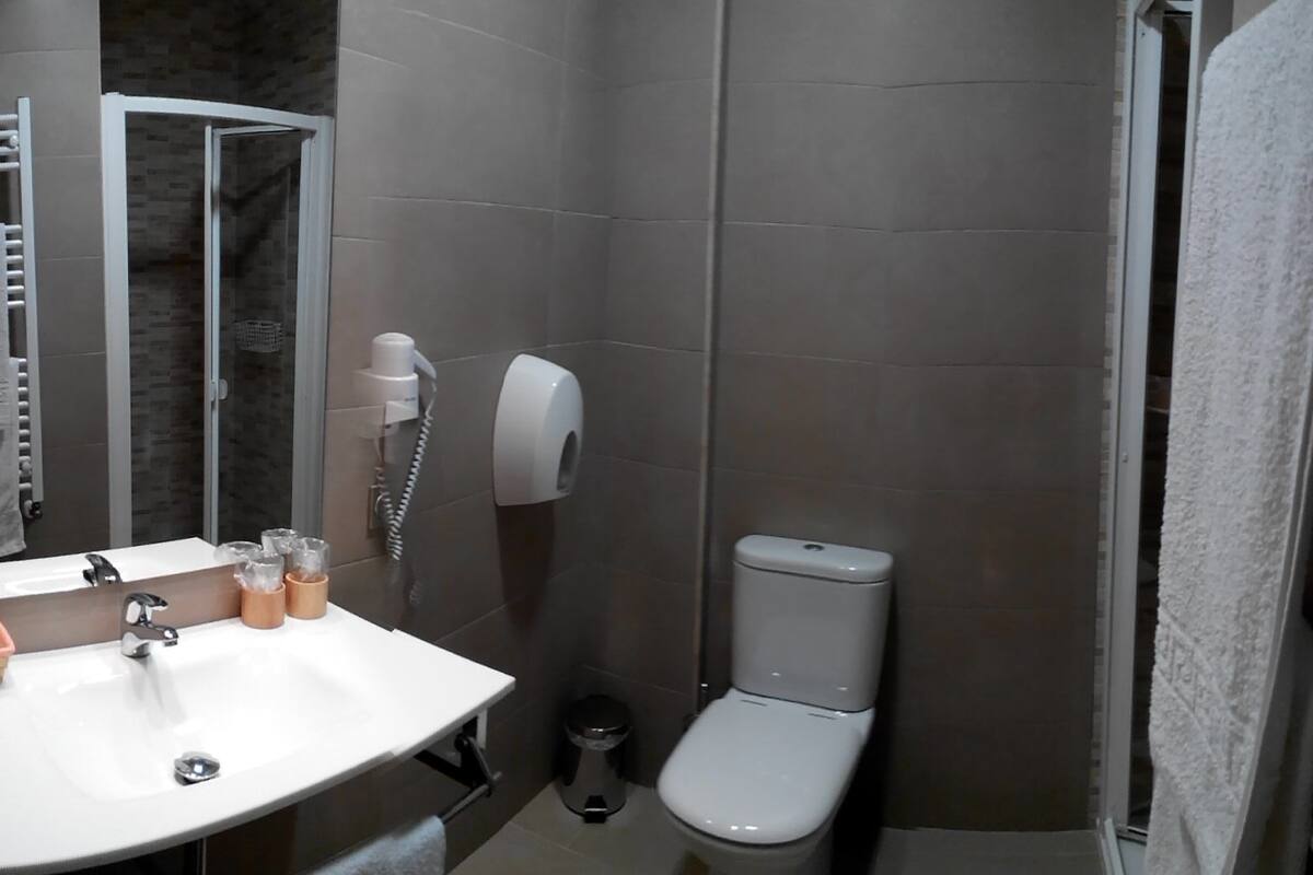 shower, free toiletries, hair dryer, slippers