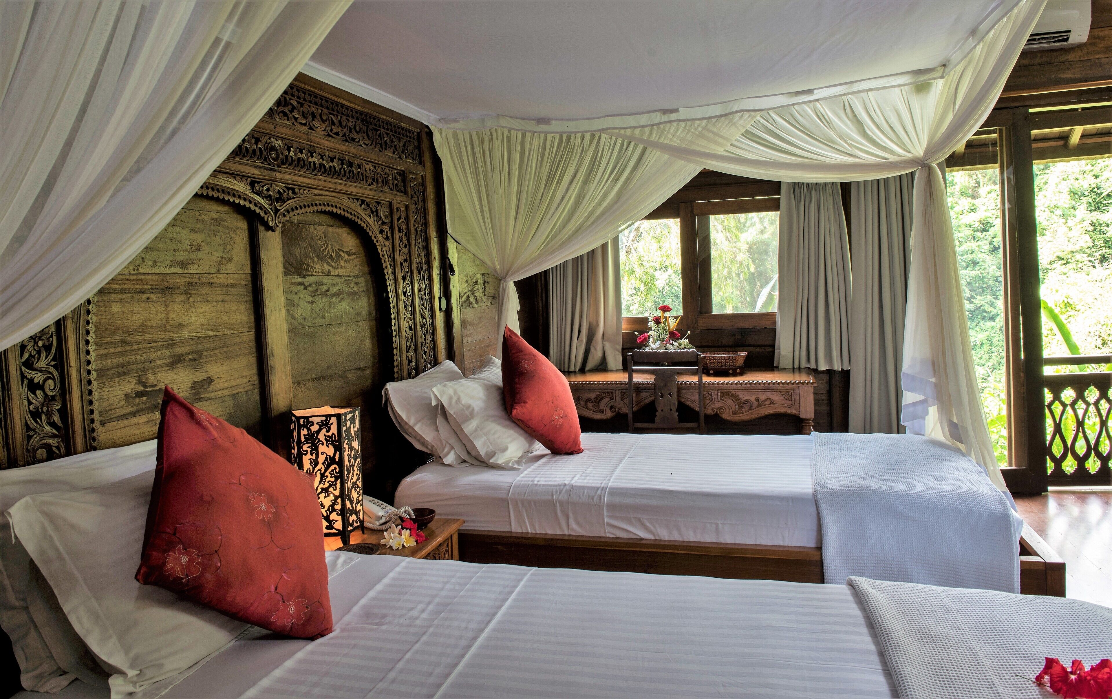 classic quadruple room, river view | premium bedding, pillow-top beds, minibar, in-room safe