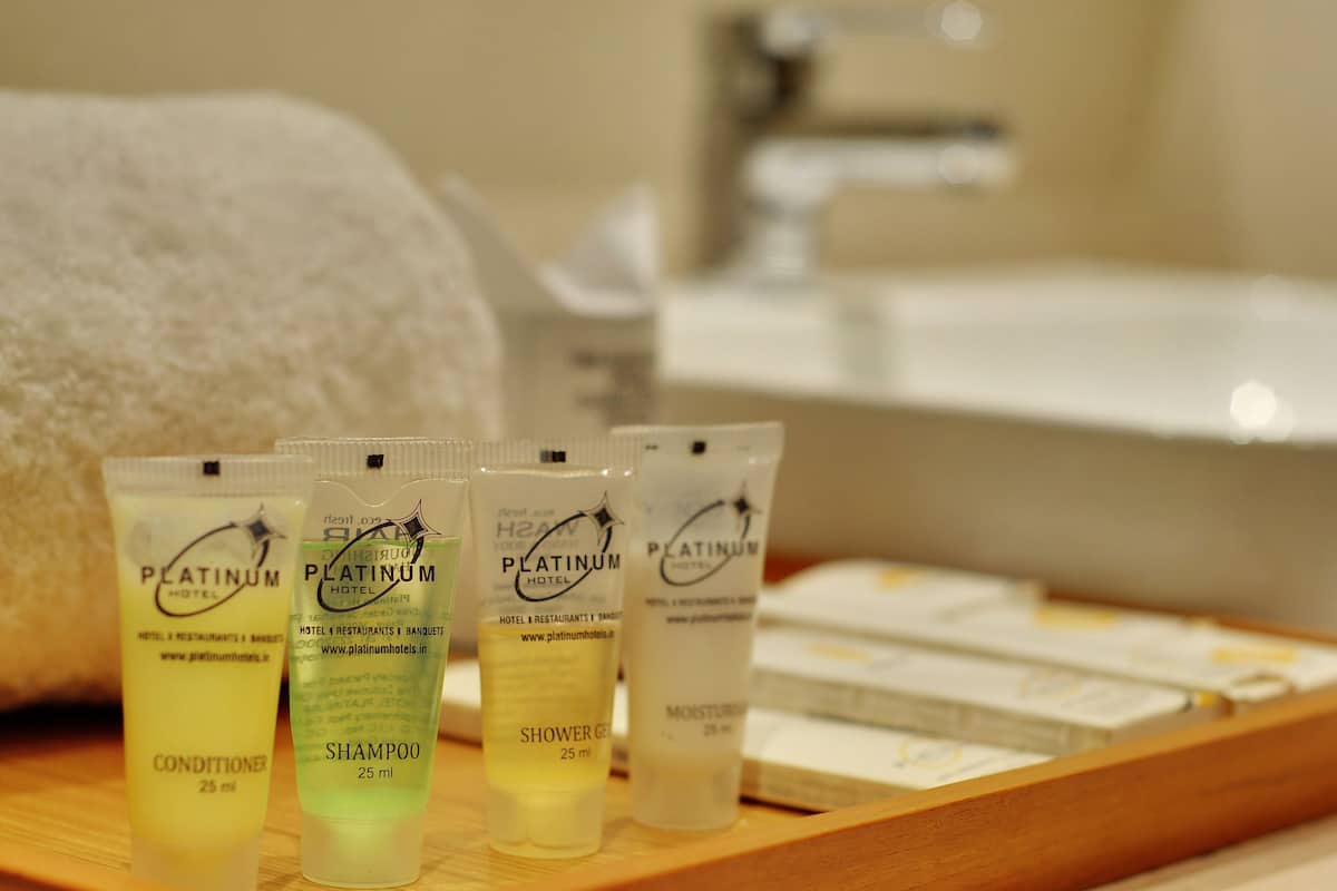 free toiletries, hair dryer, slippers, towels