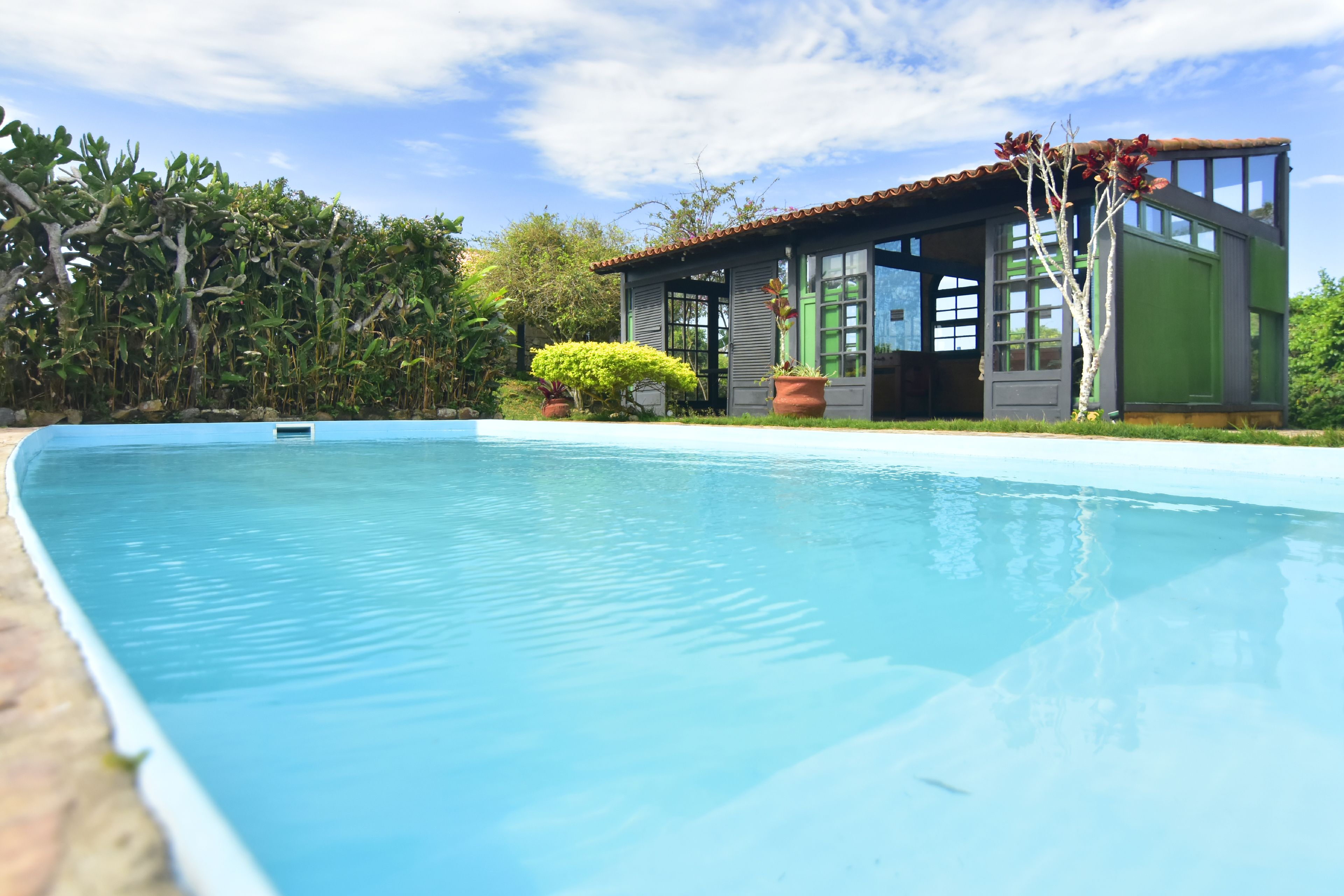 Outdoor pool, pool loungers
