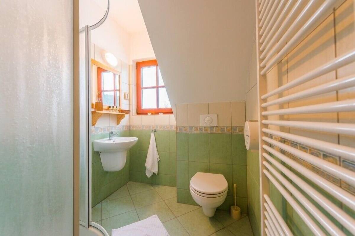 Dusche, kostenlose Toilettenartikel, Haartrockner, Handtücher